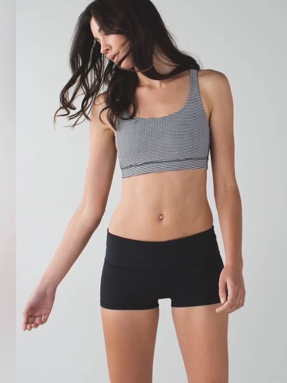Lululemon Black And White Small Houndstooth Teeth Strappy Racerback Energy Bra